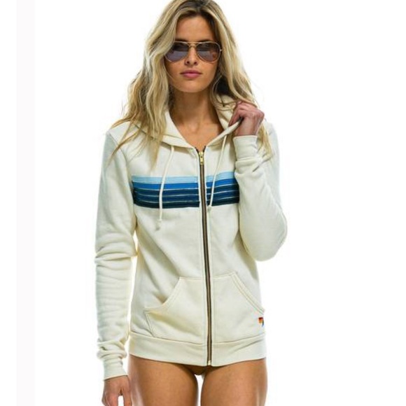 Aviator Nation Vintage White Blue 5-Stripe Hoodie and Sweatpants Set XS - Picture 2 of 7